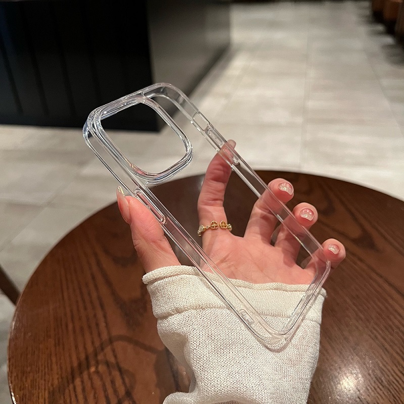 Transparente, stoßfeste Hart-Acryl-Hülle für iPhone 16 15 14 13 12 Mini 11 Pro XS Max X XR 7 8Plus SE, weiche Silikon-Stoßstangenabdeckung