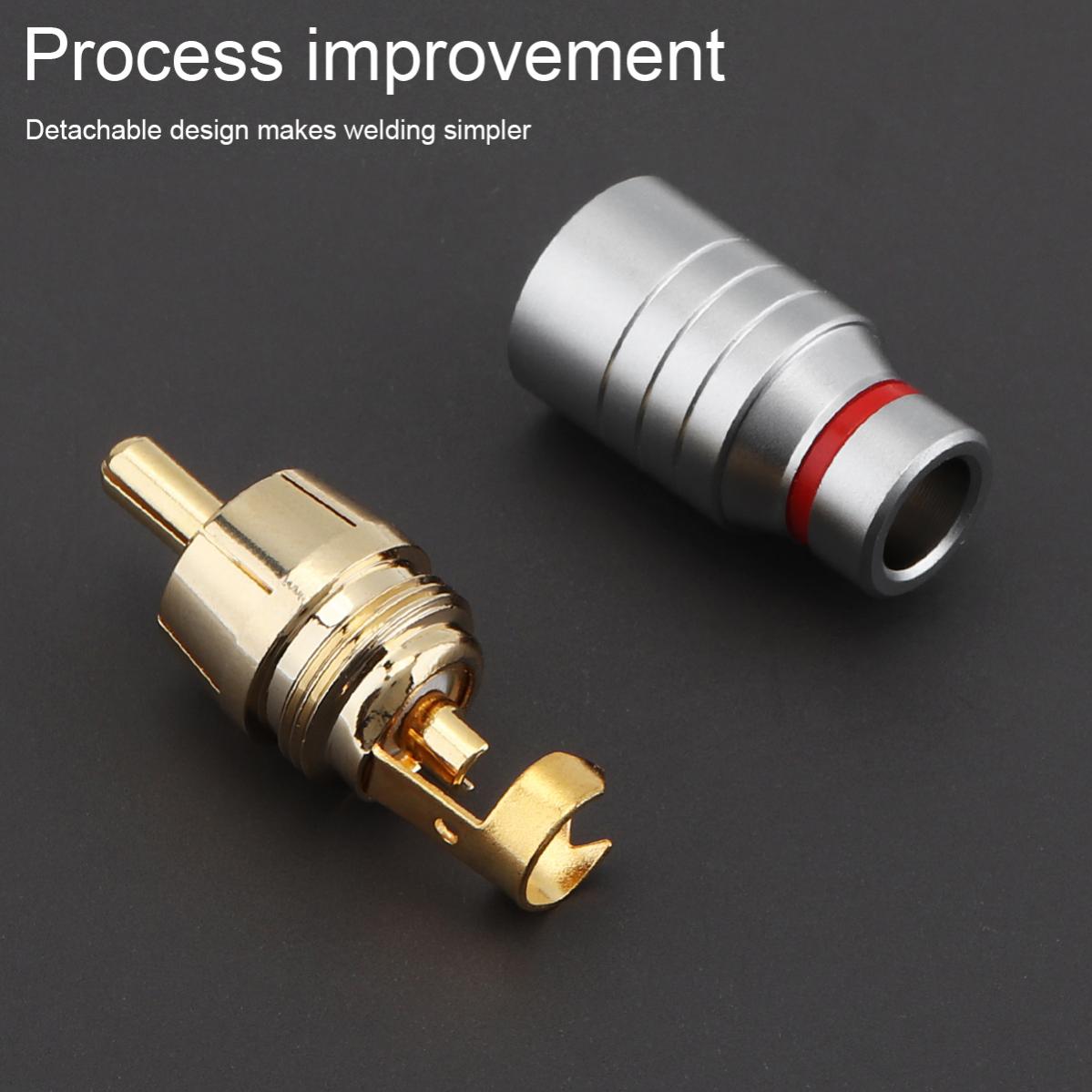 RCA Konektor Adaptor Video Audio Emas Solder Steker Jantan untuk Pengeras Suara Pelat Dinding Home Theater Amplifier Penerima Video Audio