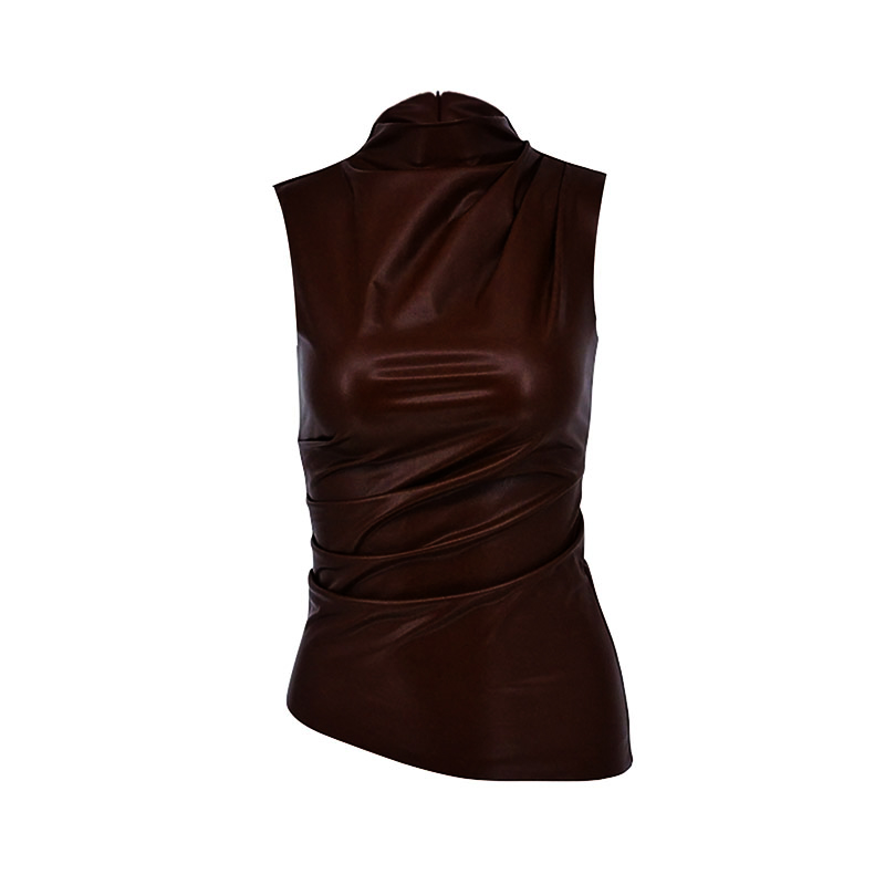 Solid Sexy Tops Dames Tank Zomer Mouwloos O-hals Solid Tank Bodycon High Street Fashion Vestidos Ritsen Folds Casual Tank