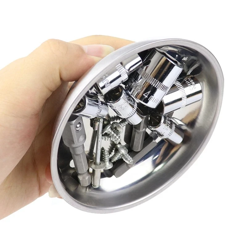 3 "/4"/6 "Vassoio magnetico Circolare Parti magnetiche Ciotola Vassoio portaoggetti per viti Vassoio per strumenti in acciaio inossidabile per strumenti con ventosa automatica