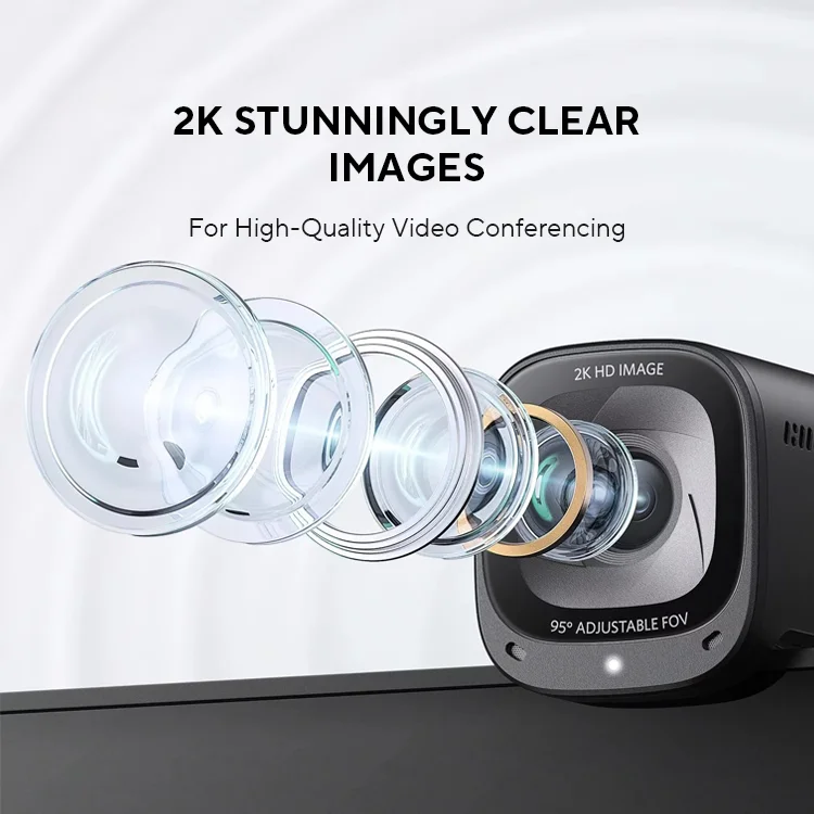 Anker PowerConf C200 2K Webcam Cho Máy Tính Laptop Mini Usb Web Camera Loại Bỏ Tiếng Ồn Micro Stereo Web Cam
