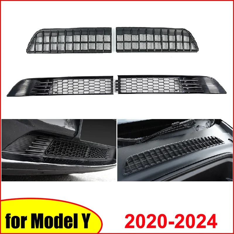 Para tesla modelo y 2024 amortecedor inferior do carro anti inseto net dustproof ventilação interna inferior grade de corrida capa à prova de insetos entrada frontal