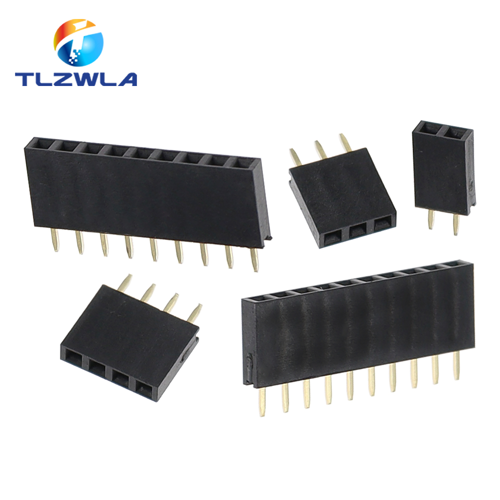 Única linha Pin cabeçalho fêmea soquete, 2.54mm, 1x2p 3p 4p 5p 6p 7p 8p 9p 10p 12p 14p 16p 18p 20 fixam o conector, P 22P 40P
