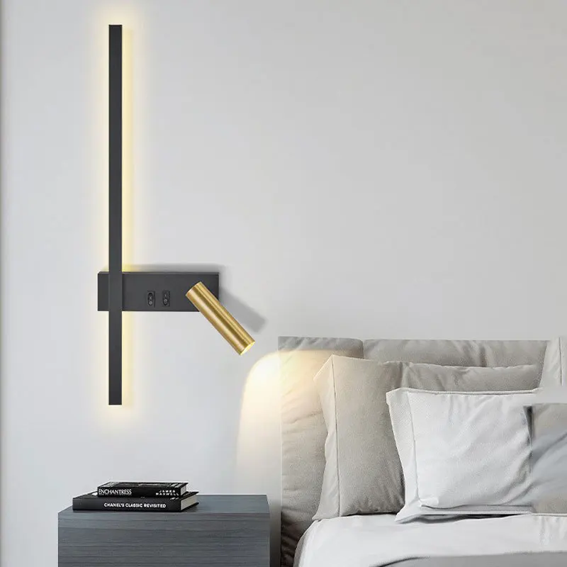 Aplique de pared LED ajustable moderno para dormitorio, mesita de noche, sala de estar, fondo de sofá, lámpara de pared, accesorio de iluminación brillante, decoración del hogar