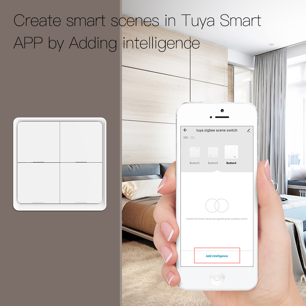 MOES 4-voudige Tuya ZigBee draadloze 12 scèneschakelaar drukknopcontroller batterijaangedreven automatiseringsscenario voor Tuya-apparaten