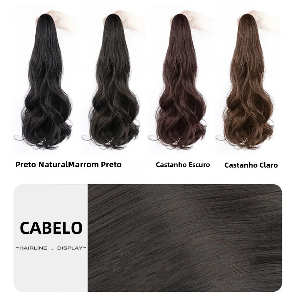 Grampo de garra longa e reta sintética em extensões de cabelo de rabo de cavalo 50cm resistente ao calor pedaço de cabelo de rabo de cavalo para mulheres festa diária