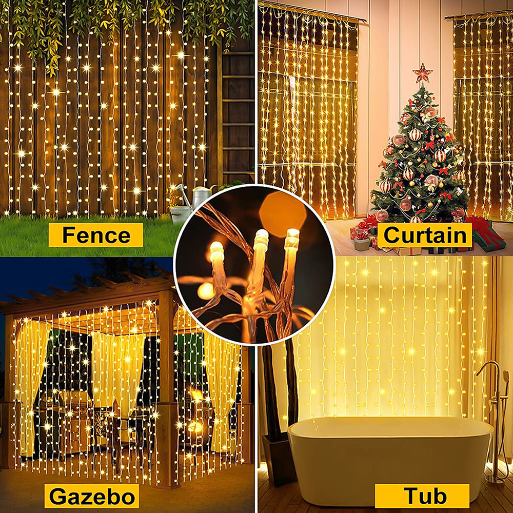 พลังงานแสงอาทิตย์ Icicle String ไฟ 3.5M LED กันน้ําชายคาตกแต่งแสงกลางแจ้ง Curtain Icicle Light Patio Yard Garden Party ตกแต่ง