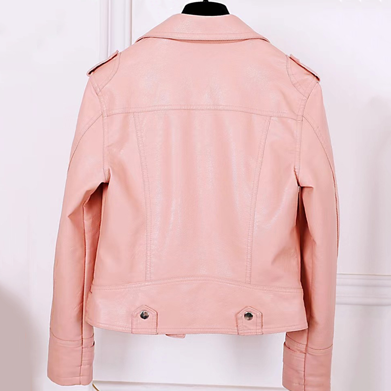 Outono jaqueta curta sólida feminina moto biker jaquetas finas senhoras legal jaqueta de couro falso fino curto outwear