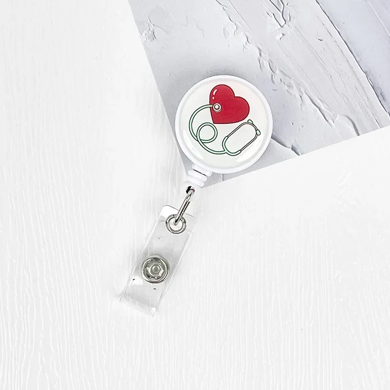 Nurses Doctors Retractable Badge Reels Kawaii Cartoon Pattern Uniform Pocket Clips Work Card Holder Hospital Supplies