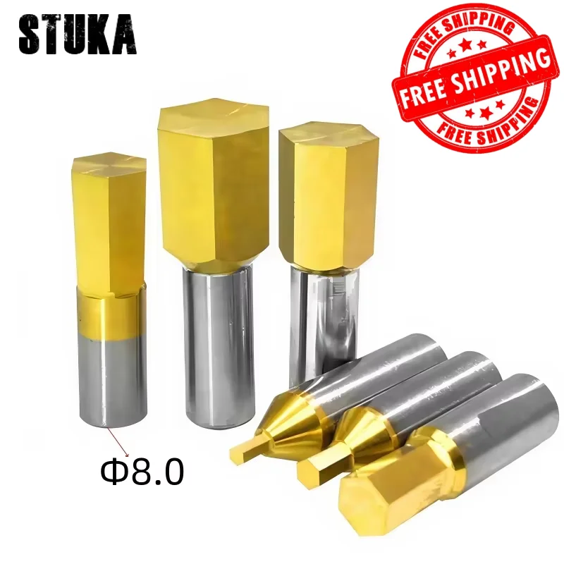 CT08 HSS-Tin Rotary Broaching Tool Punching Cutter  8mm Shank Inner Hexagon for Steel