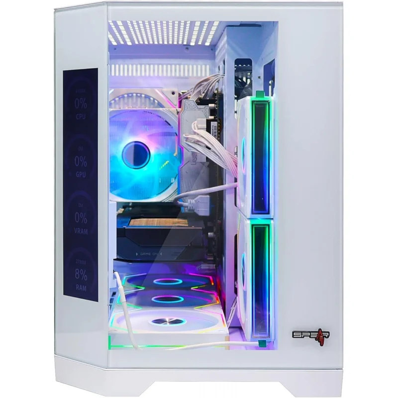 게이밍 PC – i5-14400F, RTX 5060 8GB 트리플 팬, 16GB DDR5, 1TB NVMe SSD 3300MB/s, 600W PSU, 6개의 ARGB 팬이 있는 ATX 케이스, 코너 L