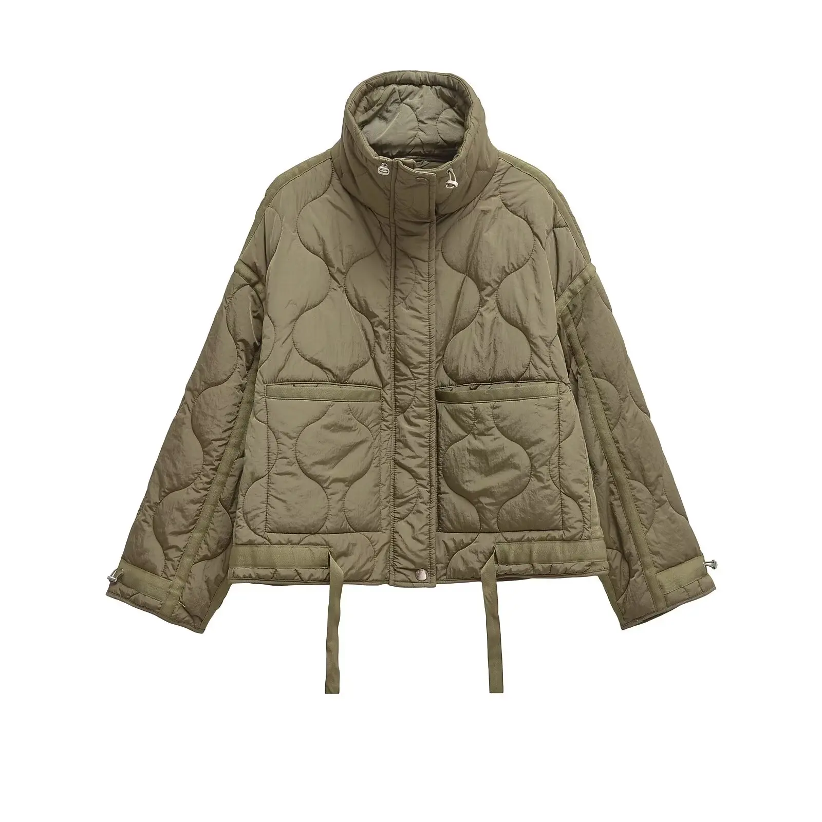Robe de algodão feminino com zíper cor sólida bolso grande manga longa inverno nova jaqueta de algodão robe