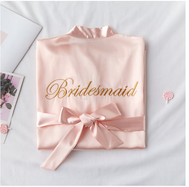 เจ้าสาวทีมเจ้าสาวซาติน-ผ้าไหม Robe งานแต่งงาน Bridesmaid Robes ผู้หญิงเจ้าสาว Bachelorette Party ของขวัญงานแต่งงาน Decor