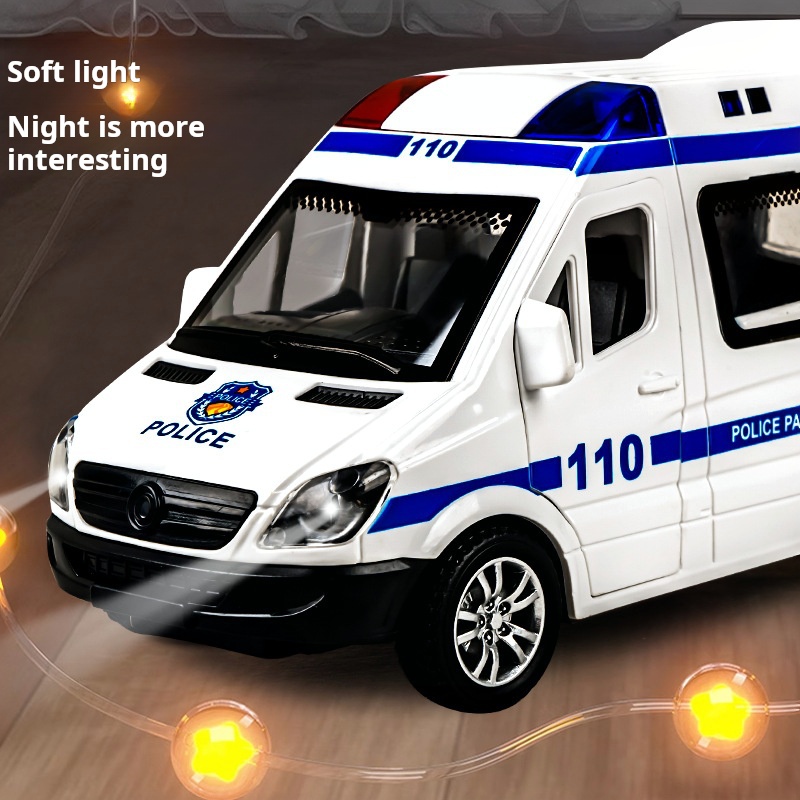 1:32 Ziekenhuis Redding Ambulance Politie Diecast Auto Model met Pull Back Geluid Licht Speelgoed Geschenken BoysToy Auto Cadeau voor Kinderen