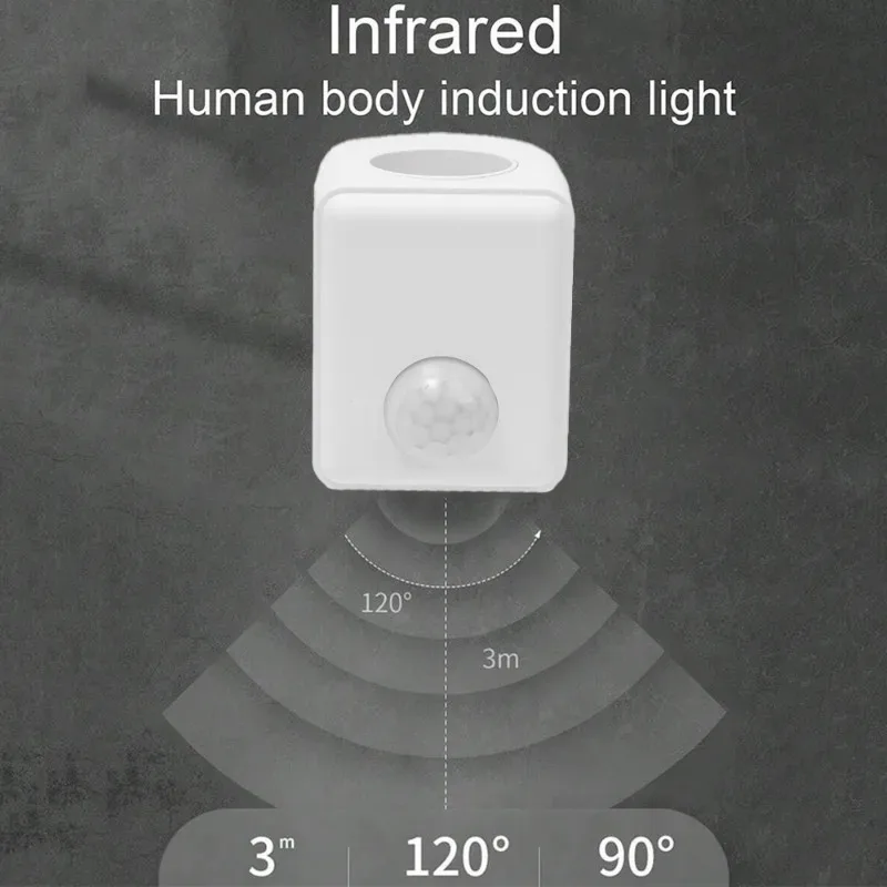 New AC110-220V Wall Mounted LED Human Infrared Sensor Lamp Holder Intelligent Delay E27 Screw Port Sensor Lamp Head Adapter