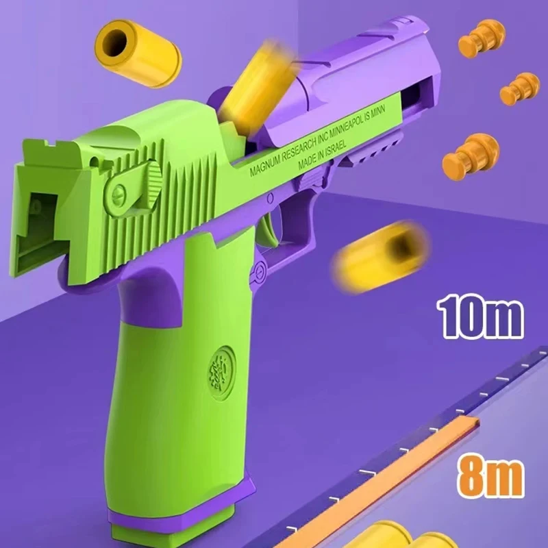 Hot Selling Carrot Gun 1911 Hand Grab toys Air-Hung Colt Model Decompression  Continuous Throwing Shell Children Toy