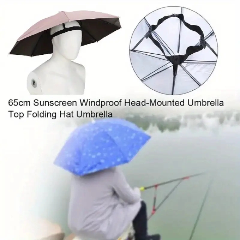 Head WearingUmbrella per uomini e donne Ombrello soleggiato pieghevole per esterni Ombrello parasole antivento, Ombrello pieghevole per cappello