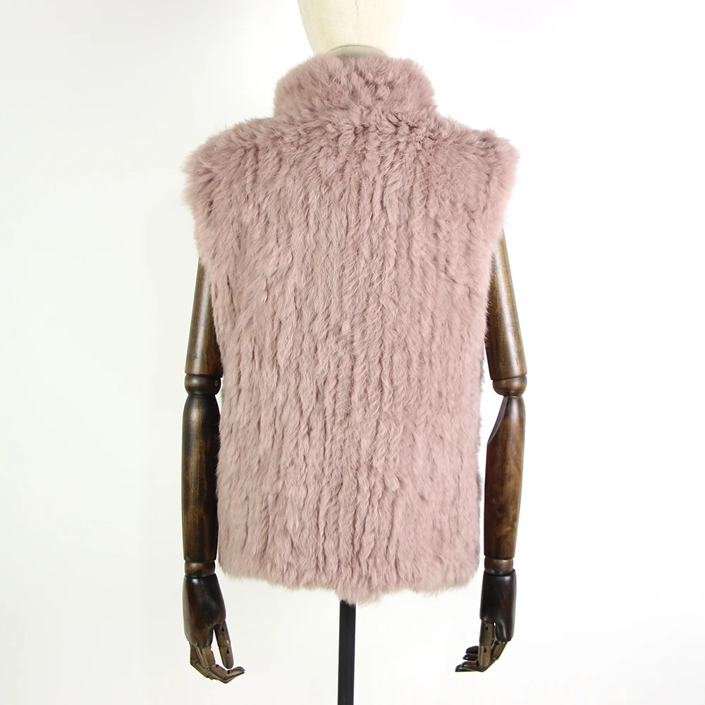 17 Farben Frau Mädchen echtes Kaninchenfell Weste Jacke Frühling Winter warm echtes Kaninchenfell Strickmantel Weste schwarz beige