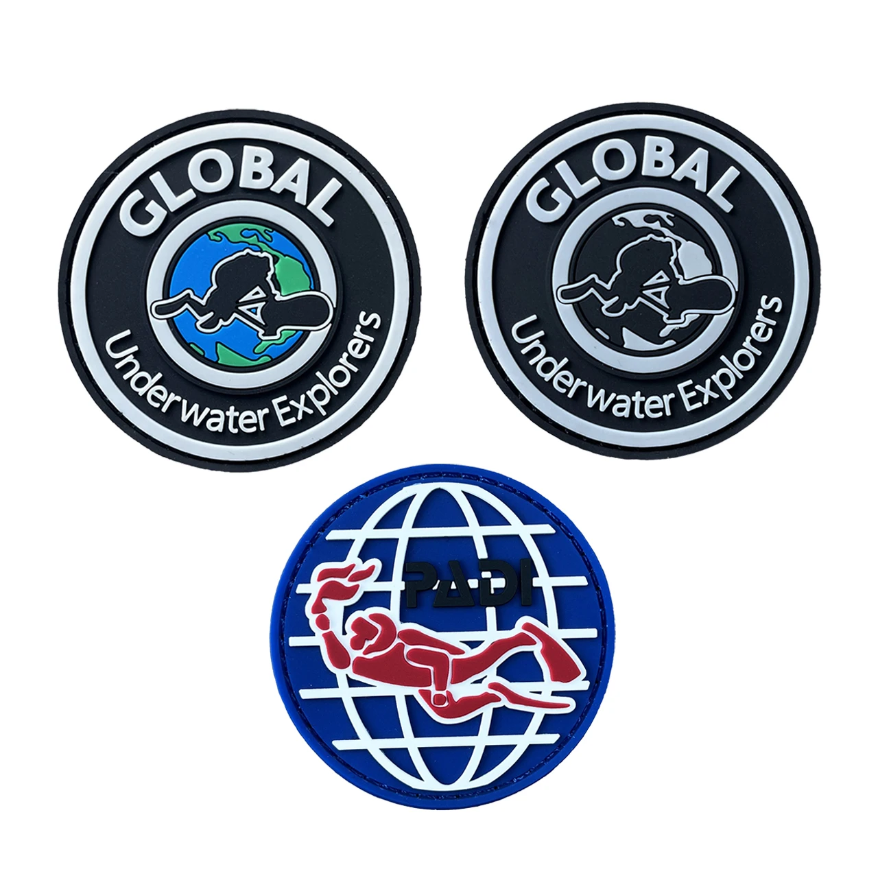 Пользовательский логотип бренда GUE Global Дайвинг Организация ПВХ Резина 3D нашивки на липучке Моральная повязка на руку Значки Наклейки на одежду