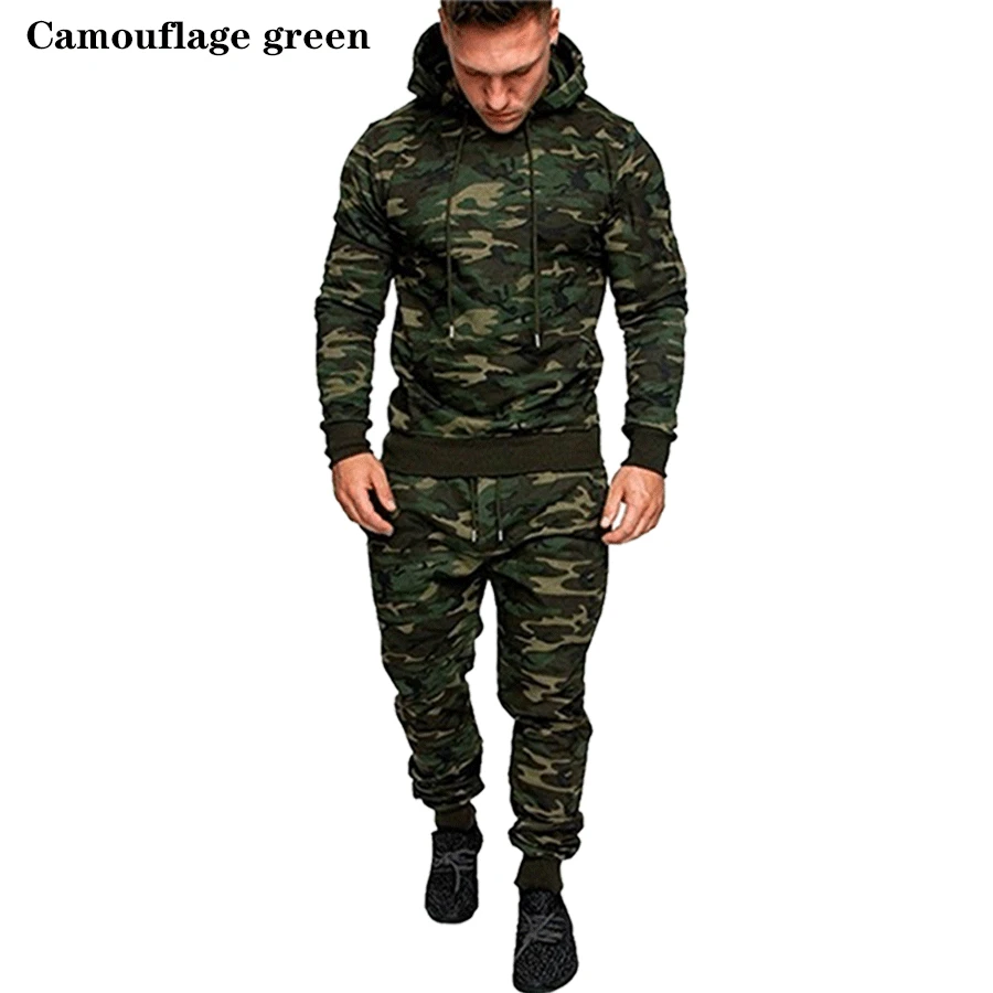 Chándal de camuflaje de alta calidad para hombre, ropa deportiva de marca a la moda, conjuntos de trajes cálidos de otoño, traje con capucha de talla grande S-4XL