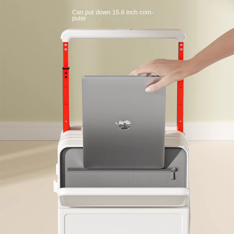 Mala de carrinho larga com abertura frontal, bagagem de cabine de 20 polegadas, porta de carregamento USB multifuncional de 28 polegadas, roda universal silenciosa