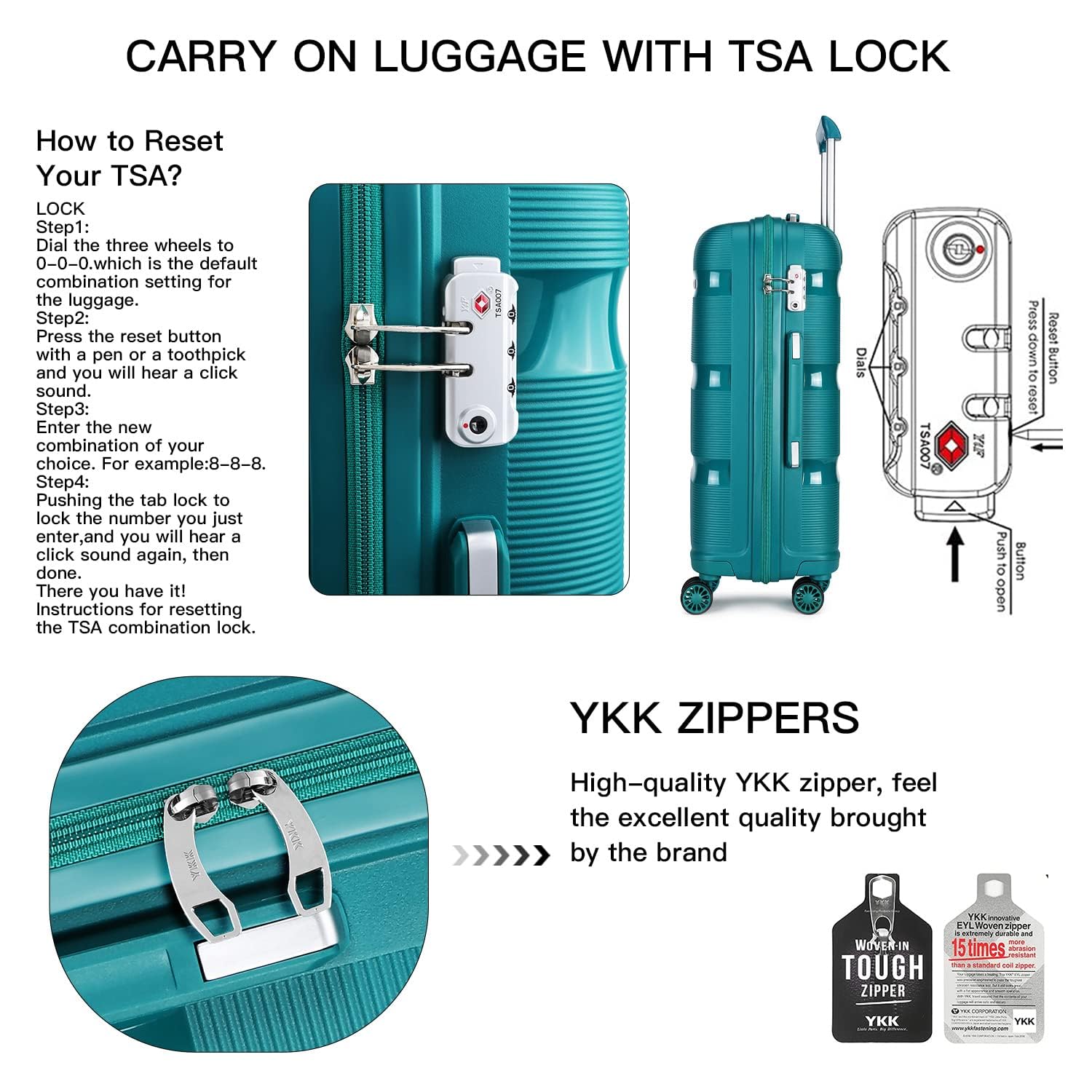 KONO TSA Lock Caja con ruedas de polipropileno liviana y moderna de 4 rollos 66 L resistente al desgaste (65x44x27 cm)