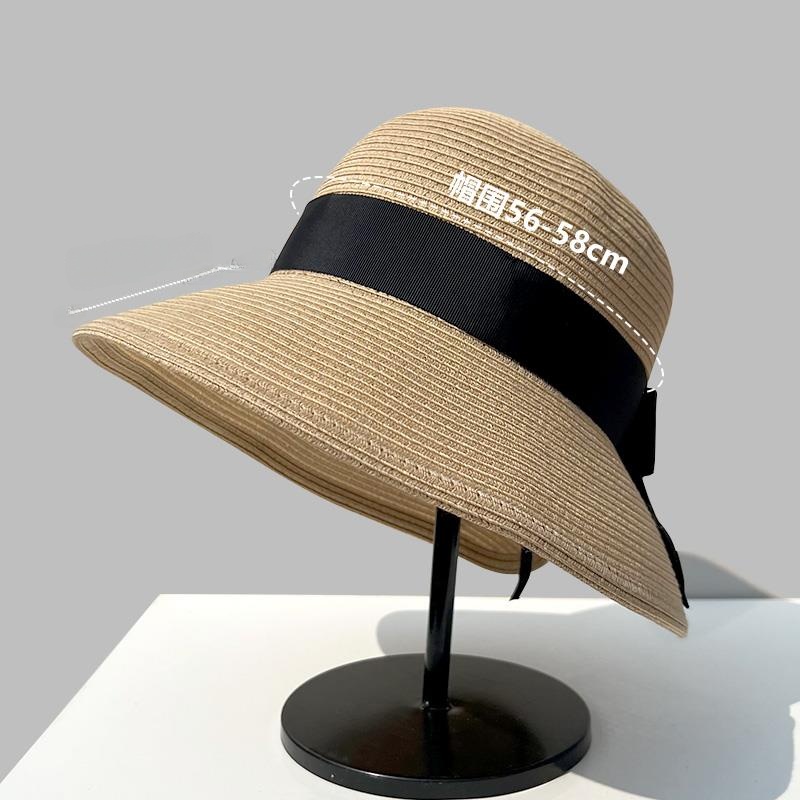 Beach Sun Hat Straw Hat Tail Knot Foldable  Knot Small Face Outdoors UV Protection Sun Hat Holiday Travel Hat
