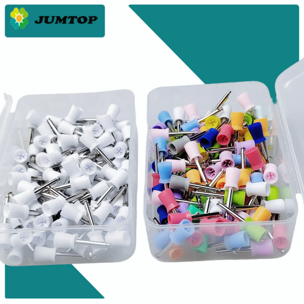 100 teile/schachtel Dental Polieren Tasse Latch Typ Gummi Zahn Polnischen Pinsel Prophy Tasse Für Niedrige Geschwindigkeit Handstück Zahnmedizin Labor Materialien
