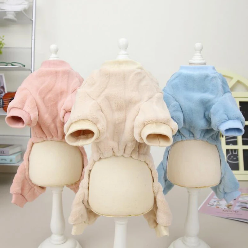 Mono de lana cálido para perros, pijamas para perros pequeños y medianos, ropa para gatos, ropa para Chihuahua Yorkie, abrigo Shih Tzu, trajes para caniche Pug