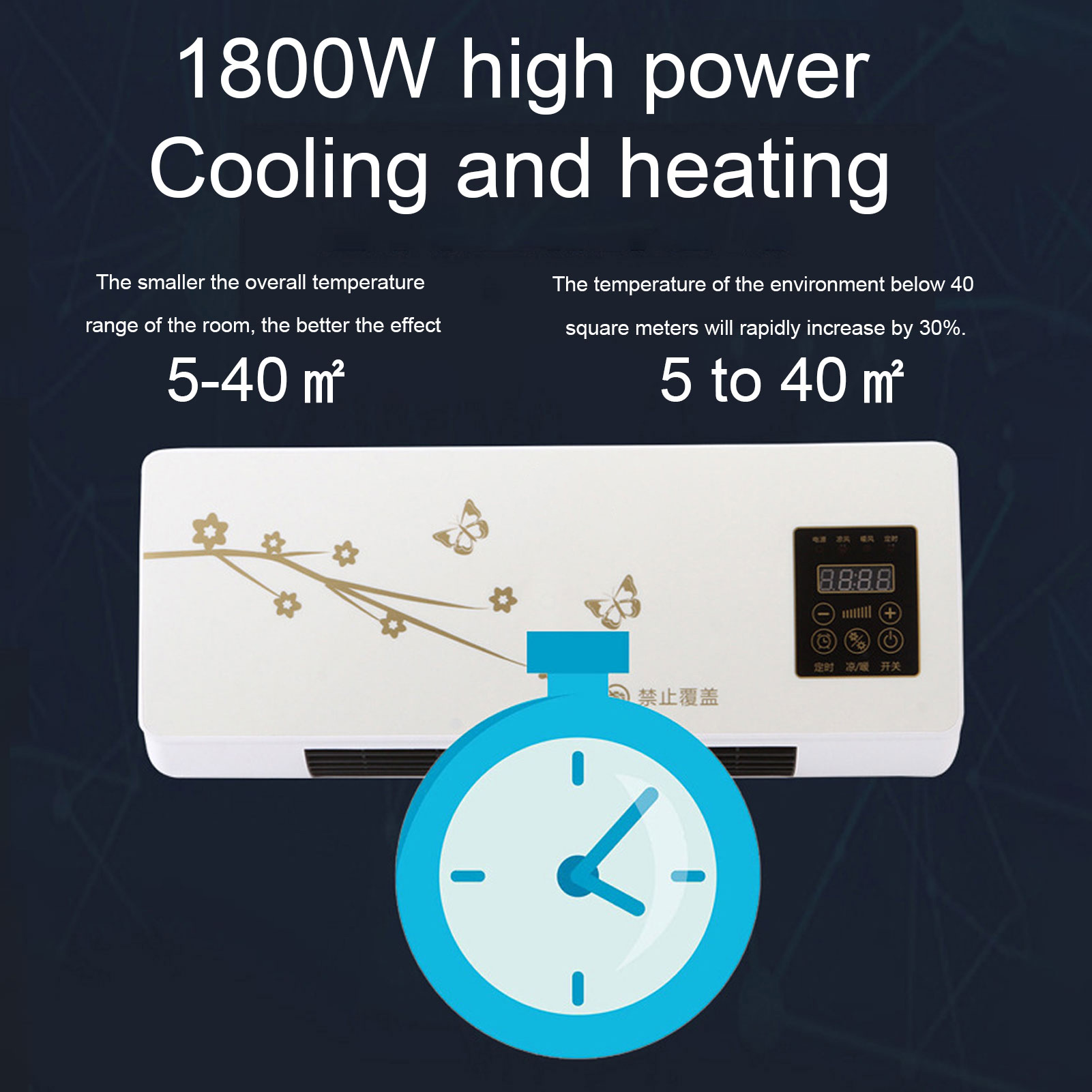 Ar condicionado de parede pequeno, resfriamento e aquecimento, ar condicionado pequeno montado na parede para sala de estar, quarto