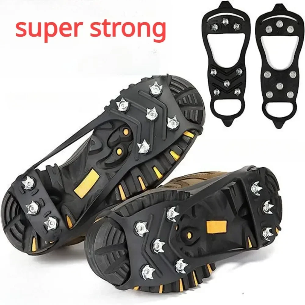 8 denti Pinza per ghiaccio Spike per scarpe Inverno Outdoor Antiscivolo Escursionismo Alpinismo Ghiaccio Neve Ramponi Copriscarpe antiscivolo