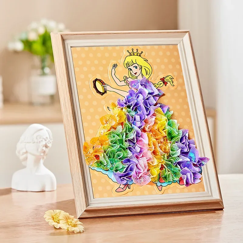 เด็ก DIY ภาพวาดสติกเกอร์หัตถกรรมของเล่นเด็กสาวศิลปะ Poking ภาพวาดเจ้าหญิง Handmade การศึกษา Magical ของขวัญเด็ก