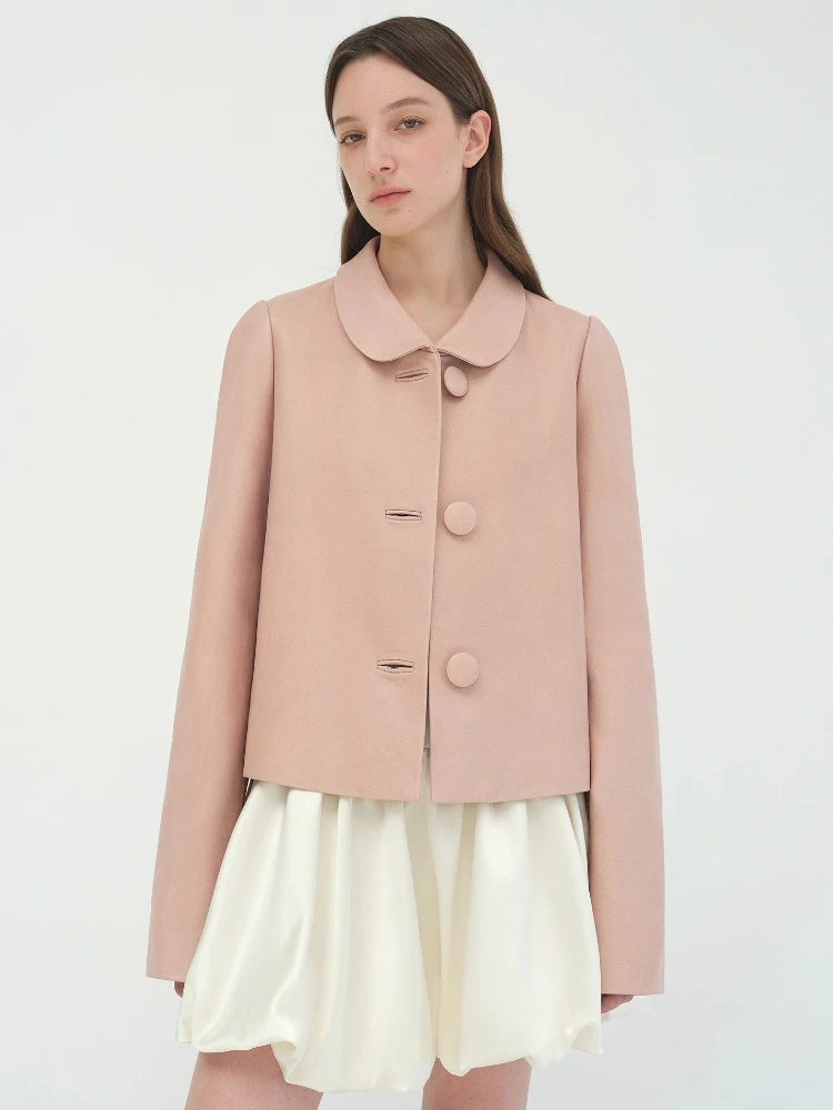 Lässige, abgeschnittene Echtlederjacken für Damen, Frühling und Herbst, High-End-einfacher, einreihiger, solider, weicher Mantel aus echtem Schaffell