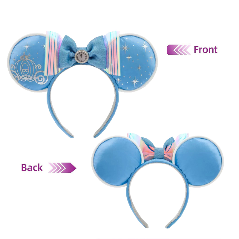 Disney Mickey Mouse Ohren Stirnband 2025, Aschenputtel Rapunzel Prinzessin Schleife Minnie Ohr Kopfbedeckung für Erwachsene Kinder Urlaub Haarband