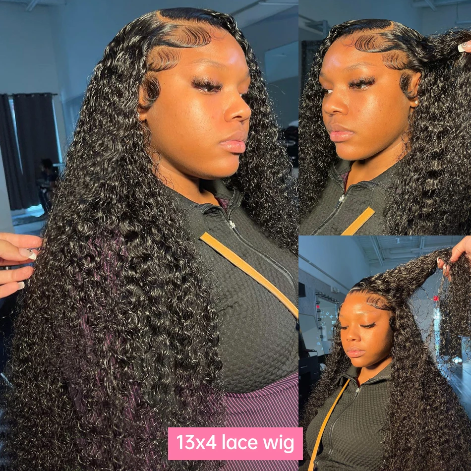 30 40 インチディープウェーブ 13 × 4 1​​3 × 6 HD 透明人毛ウィッグ 5 × 5 グルーレスカーリーウェーブレース前頭かつら女性のための