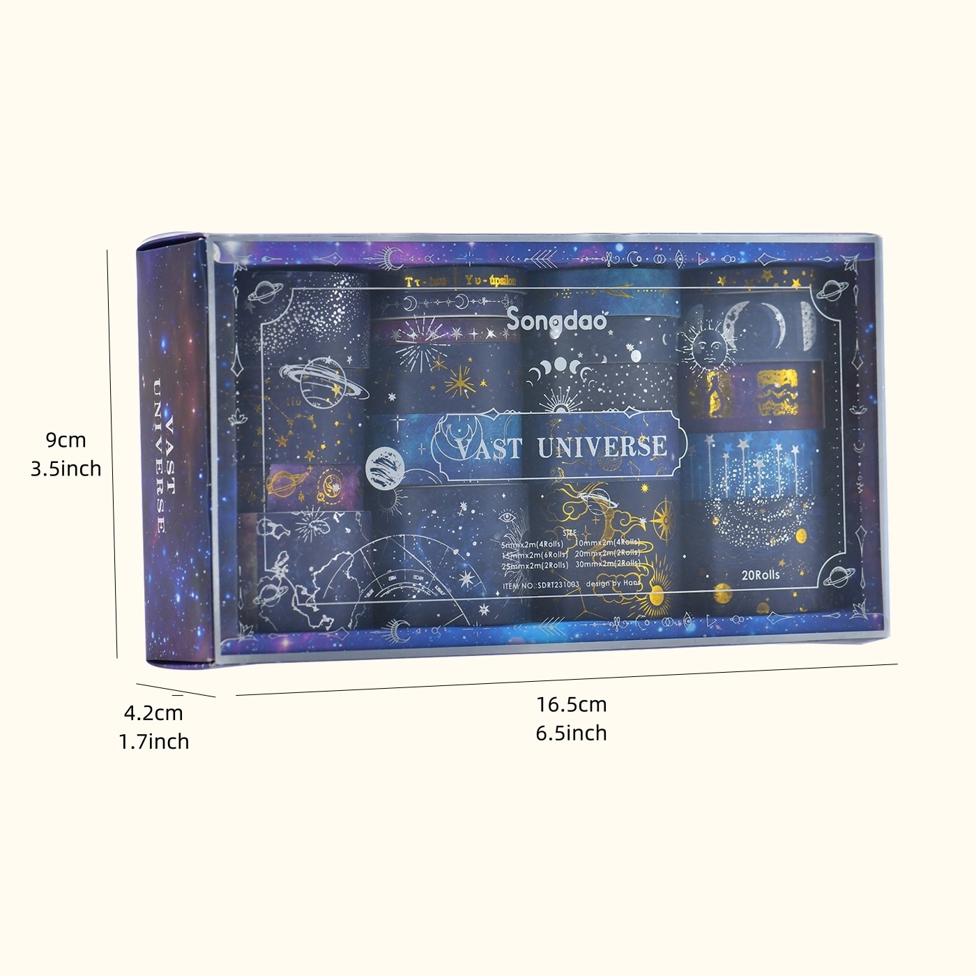 20 ม้วน Vast Universe Washi เทป Galaxy Star Moon Gold Silver Stamping กาวเทปกาวสติ๊กเกอร์ตกแต่ง A7603