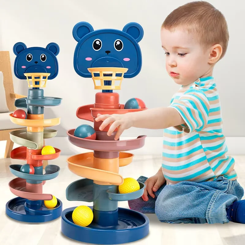 Juego de desarrollo de pelota rodante Montessori, juguete de pelota para bebé, juguetes educativos, juguetes apilables de actividades Montessori para bebés de 1, 2 y 3 años