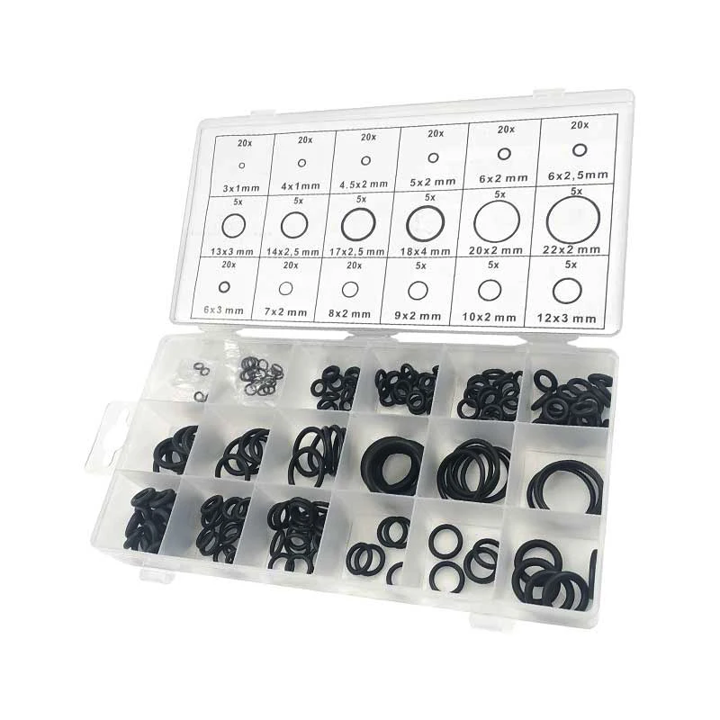 Acecare 225 pces borracha o anel de resistência de óleo o-anel arruela selos watertighty sortimento tamanho diferente com caixa plactic kit se