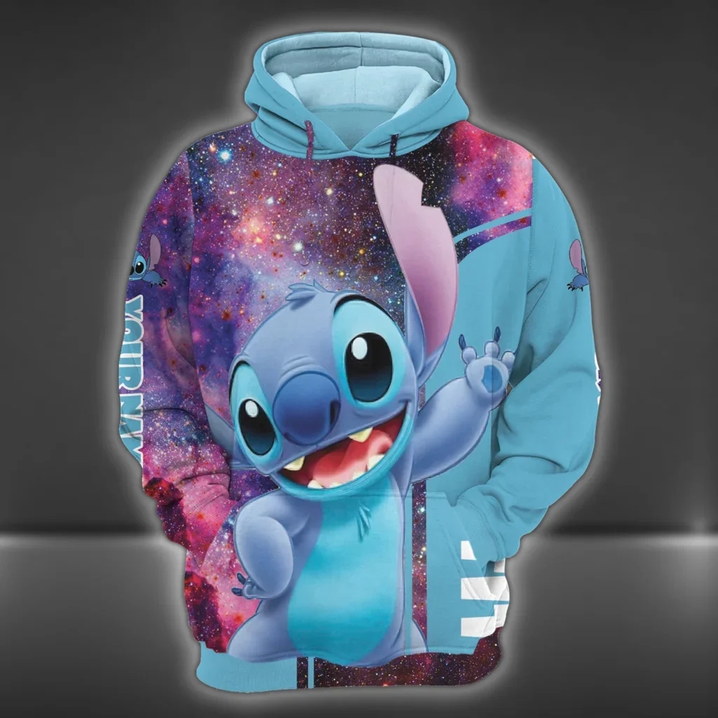2024 nuevo Stitch Anime moda hombres Sudadera con capucha al aire libre calle Hip-Hop ropa deportiva hombres Casual Sudadera con capucha suelta