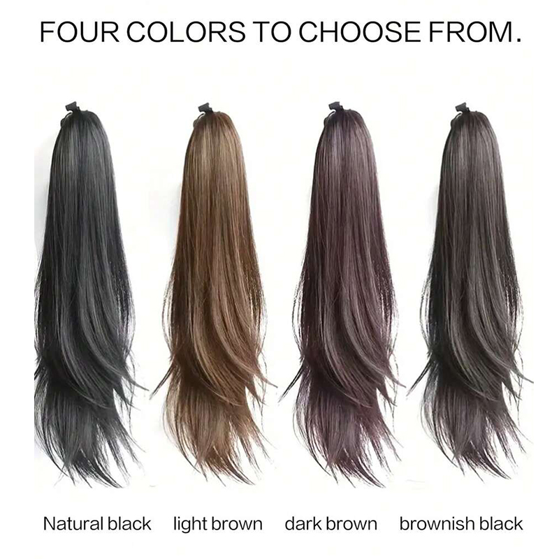 Mstn-女性用合成ロングウェーブカーリーヘア、ポニーテールリボン、ドローストリング、タイエンド、ナチュラルウィッグ、ヘアピース、アクセサリー