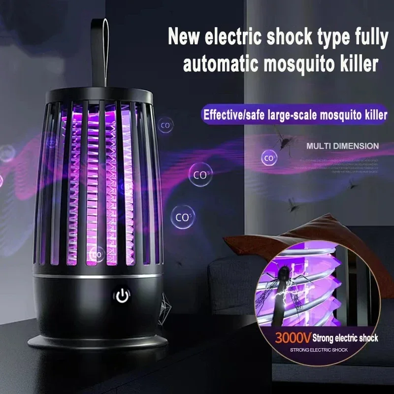 Lámpara repelente de mosquitos eléctrica portátil, trampa para moscas con carga USB silenciosa, Exterminador de insectos para acampar en interiores y exteriores