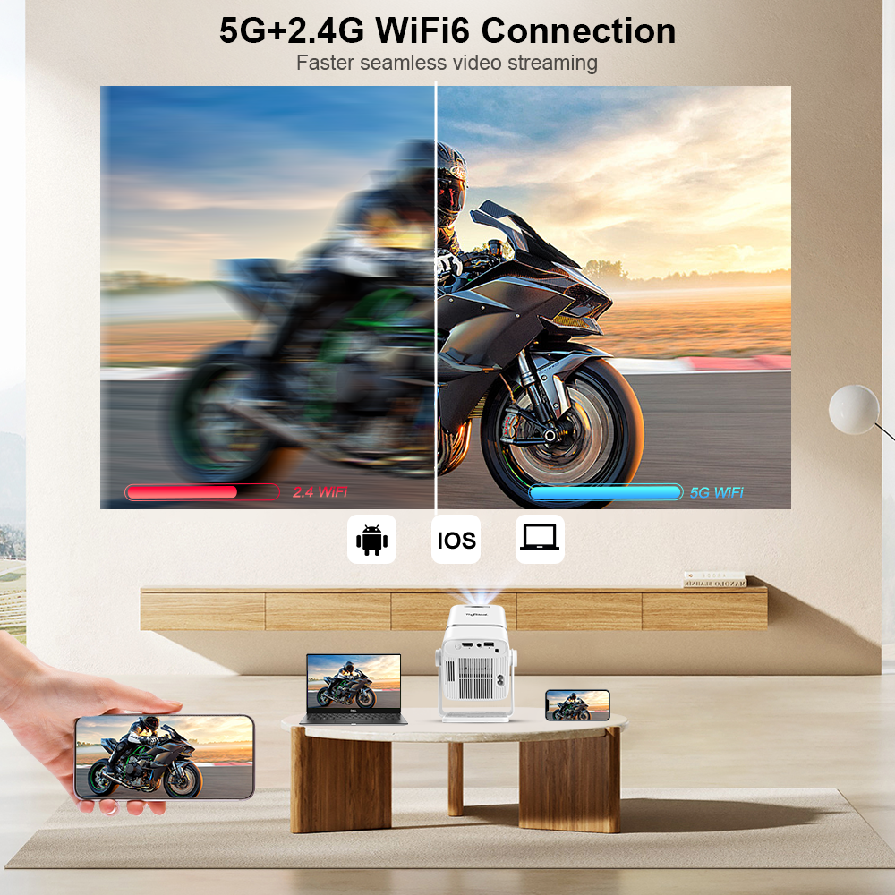 ThundeaL 4K Projetor Full HD FHD TD80W Android WiFi 3D Home Theater TD80 Projetor de feixe portátil Reunião de vídeo Filme PK HY320