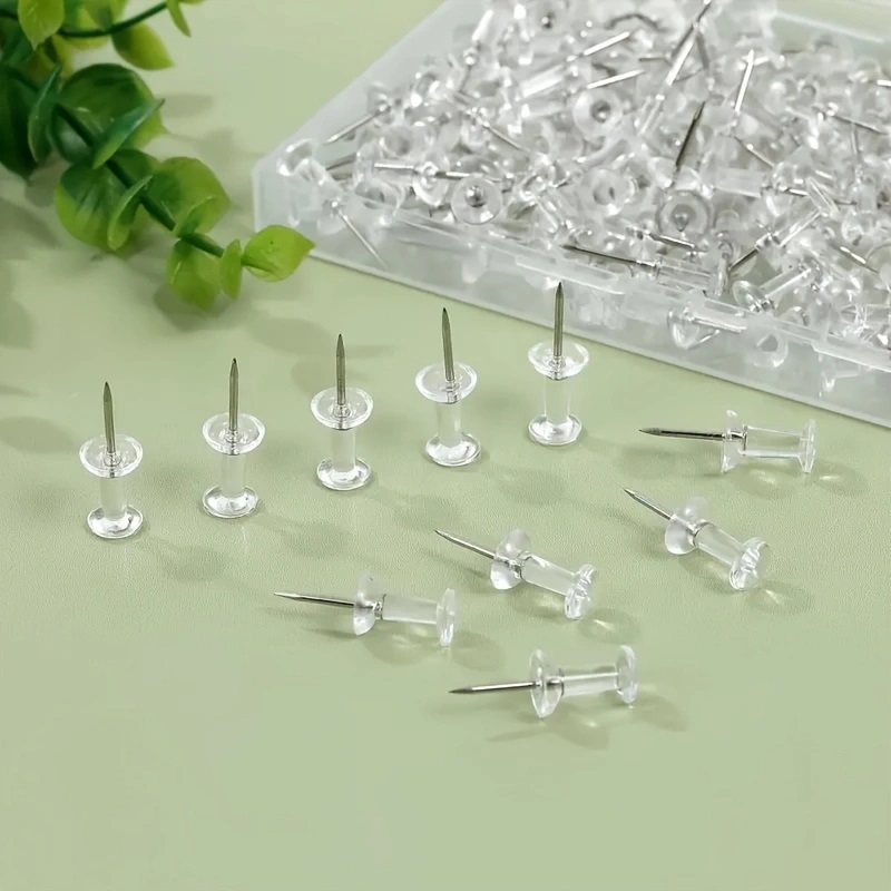 50pcs Push Pins, Photo Postcard Decoration Transparent Tacks for Photo Wall, Bulletin Board, Home Wall, Home Office School