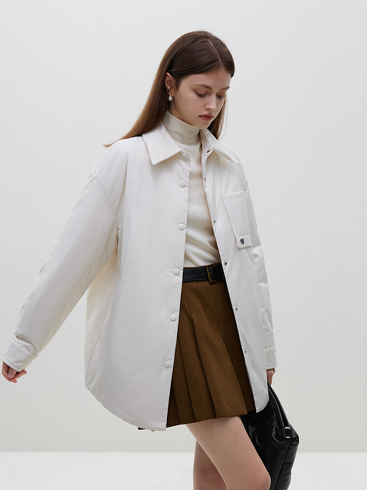 FSLE オフィスレディファッショナブルな暖かいカレッジスタイルシャツダウンジャケット女性の冬の新カジュアルルーズ女性シャツ 23FS14121