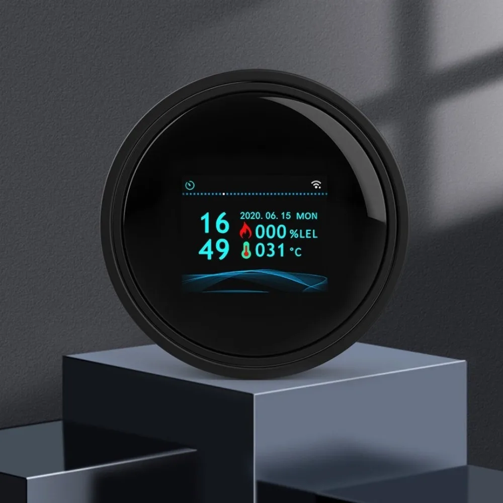 Security Natural Gas Leakage Detector Digital LED Fire Sensing Biogas Leak Detector Temperature Display Wifi Alarm Gas Alarm