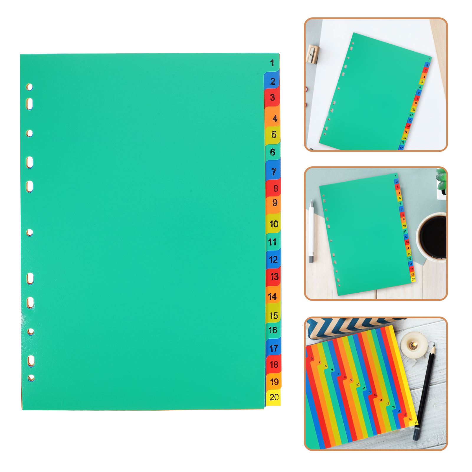 20pcs A4 หน้าดัชนีการจําแนกหน้าหลวมหนังสือแยกแผ่นคู่มือแยกแผ่นแยกหน้า A4 แฟ้มแบ่ง