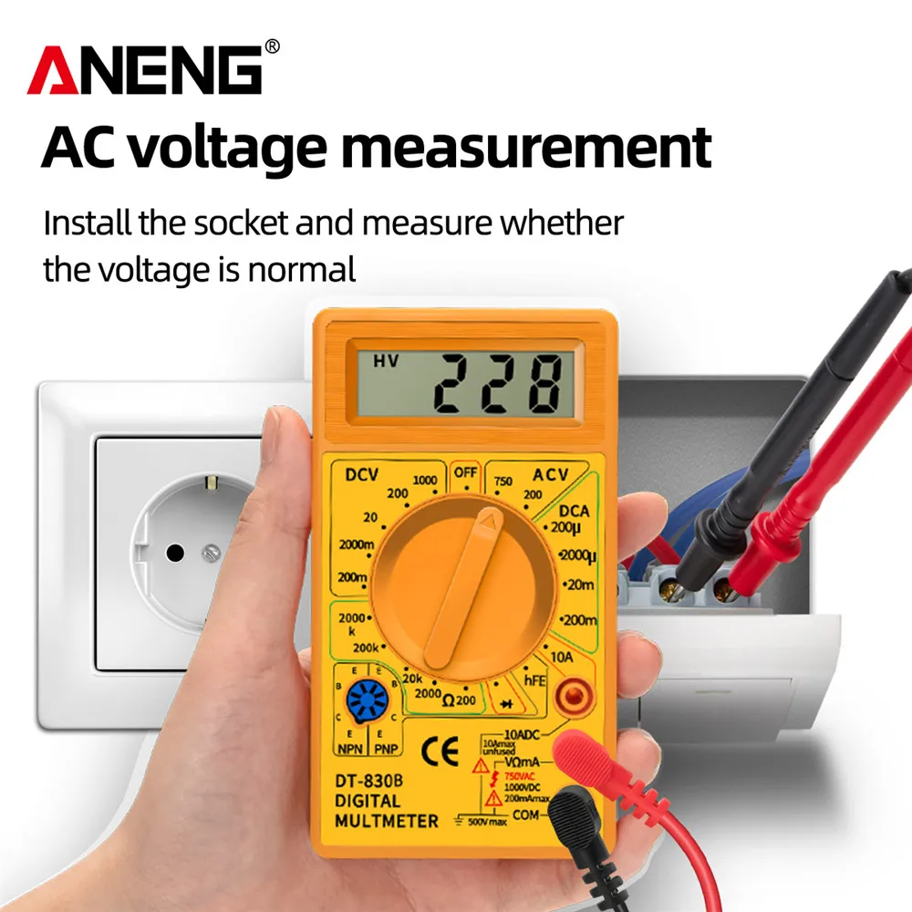 ANENG DT830B เครื่องทดสอบมัลติมิเตอร์มือถือมัลติมิเตอร์มัลติมิเตอร์แบบดิจิตอล Professional Multi Meter Multimetro Ohm Maltimeter เครื่องมือ