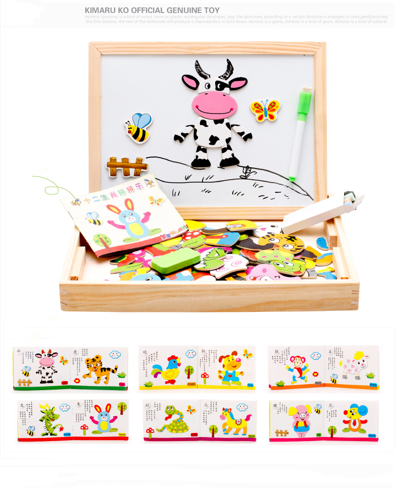 Holz Multifunktions Kinder Tier Puzzle Schreiben Magnetische Reißbrett Tafel Lernen Bildung Spielzeug Für Kinder