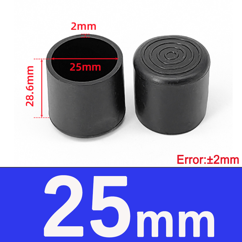 Runde schwarze PVC-Rohrhülse aus weichem Gummi, Rohrkappe, Tisch- und Stuhlfußpolster, schützende Beinabdeckung, 6–80 mm