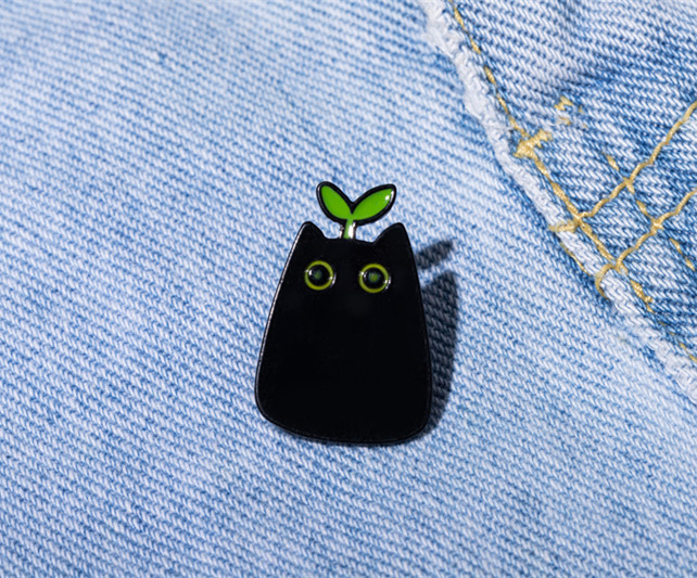 Estilo punk pequeno dos desenhos animados bonito gato preto forma metal esmalte broche moda criativa animal crachá pino jóias presente das crianças